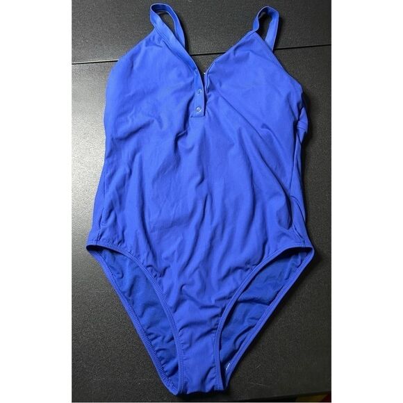 Xhilaration Blue Ribbed Snap Front One Piece Size XL - Picture 1 of 8